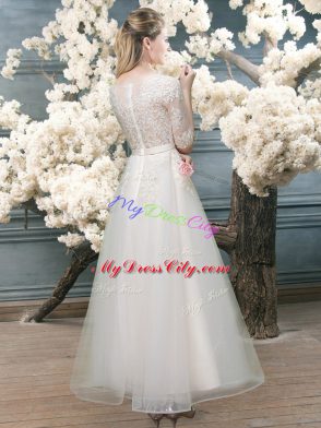 Edgy White Dress for Prom Organza Half Sleeves Lace