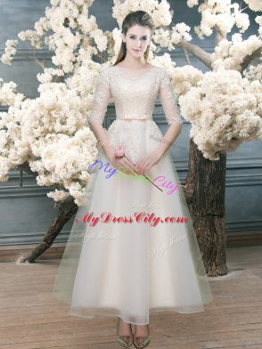 Edgy White Dress for Prom Organza Half Sleeves Lace