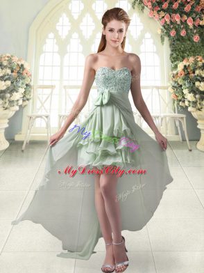 Sweetheart Sleeveless Zipper Prom Party Dress Apple Green Chiffon