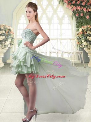 Sweetheart Sleeveless Zipper Prom Party Dress Apple Green Chiffon