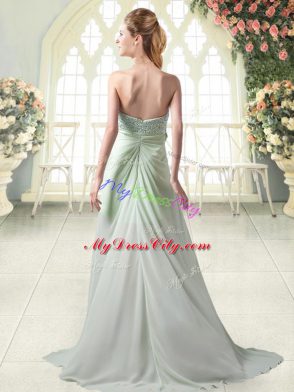 Sweetheart Sleeveless Zipper Prom Party Dress Apple Green Chiffon