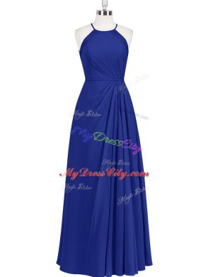 Modest Royal Blue Halter Top Zipper Ruching Homecoming Dress Sleeveless