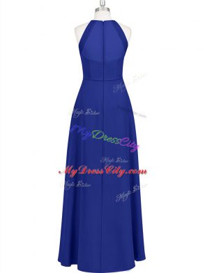 Modest Royal Blue Halter Top Zipper Ruching Homecoming Dress Sleeveless