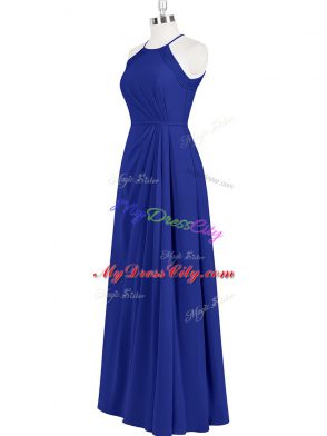 Modest Royal Blue Halter Top Zipper Ruching Homecoming Dress Sleeveless