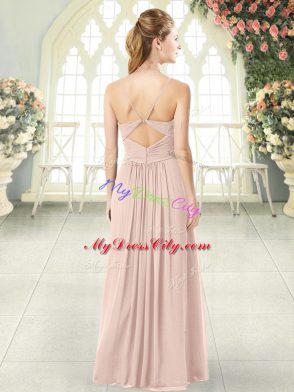 Smart Pink Sleeveless Chiffon Criss Cross Homecoming Dress for Prom and Party