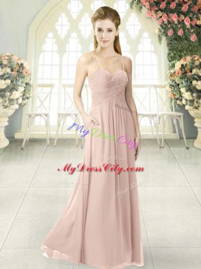 Smart Pink Sleeveless Chiffon Criss Cross Homecoming Dress for Prom and Party