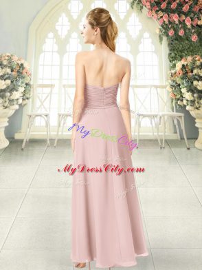 Pink Empire Sweetheart Sleeveless Chiffon Floor Length Zipper Ruching Formal Dresses