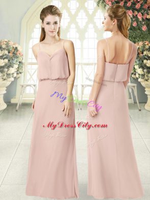 Fabulous Chiffon Sleeveless Floor Length Homecoming Dress and Ruching