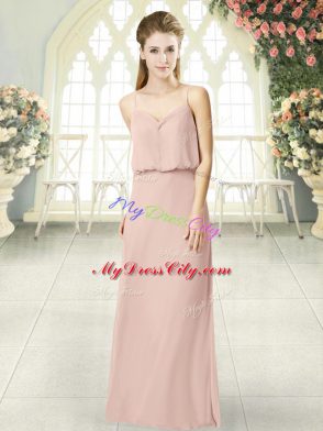 Fabulous Chiffon Sleeveless Floor Length Homecoming Dress and Ruching