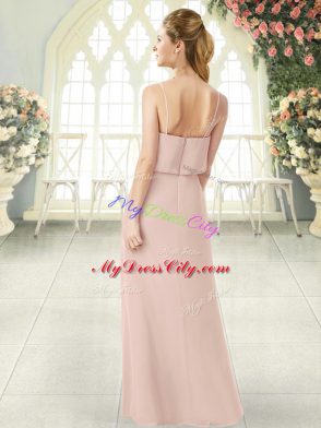 Fabulous Chiffon Sleeveless Floor Length Homecoming Dress and Ruching