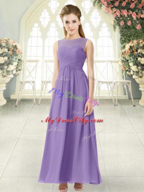 Lavender Scoop Zipper Ruching Dress for Prom Sleeveless