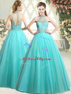 Shining Sleeveless Zipper Floor Length Beading Prom Dresses