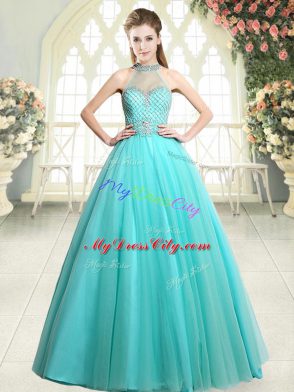 Shining Sleeveless Zipper Floor Length Beading Prom Dresses