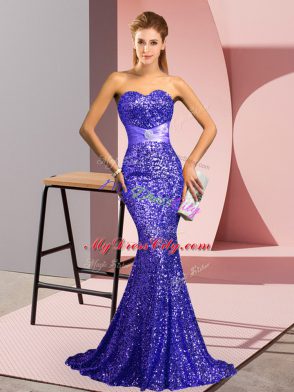 Sleeveless Sweep Train Zipper Beading Prom Dress