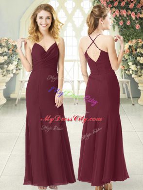 Sleeveless Zipper Floor Length Ruching