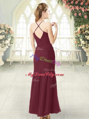 Sleeveless Zipper Floor Length Ruching