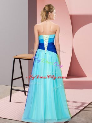 Glamorous Multi-color Empire Beading Evening Dress Lace Up Chiffon Sleeveless Floor Length