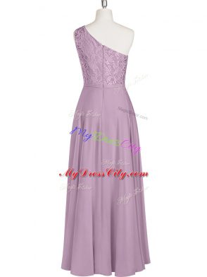 Purple Chiffon Zipper Homecoming Dress Sleeveless Floor Length Lace