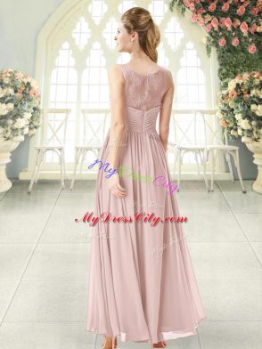 Pink Sleeveless Chiffon Zipper Homecoming Dress for Prom and Party