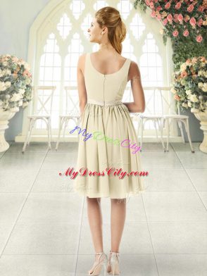 Fitting Light Yellow Scoop Zipper Ruching Prom Dress Sleeveless