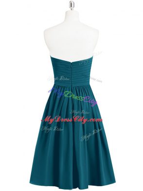 Low Price Knee Length Peacock Green Sweetheart Sleeveless Zipper