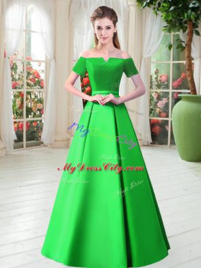 Floor Length Lace Up Dress for Prom Green for Prom and Party with Belt