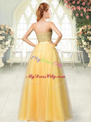 Sleeveless Zipper Floor Length Beading Evening Dress