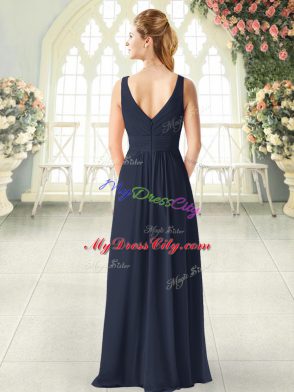 Pretty Black V-neck Neckline Ruching Prom Dresses Sleeveless Zipper