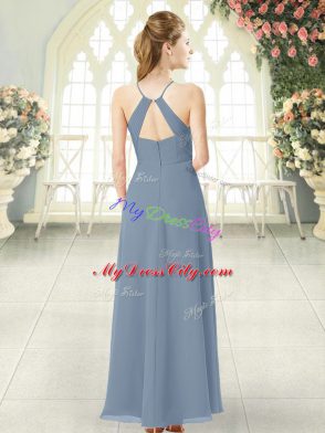 Hot Sale Sleeveless Zipper Floor Length Ruching Prom Party Dress