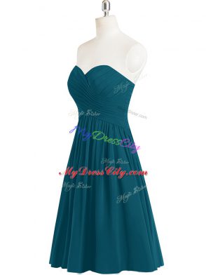 Teal Sweetheart Neckline Pleated Prom Dresses Sleeveless Zipper