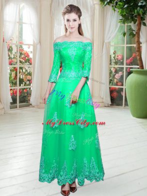 Great Tulle 3 4 Length Sleeve Floor Length and Lace