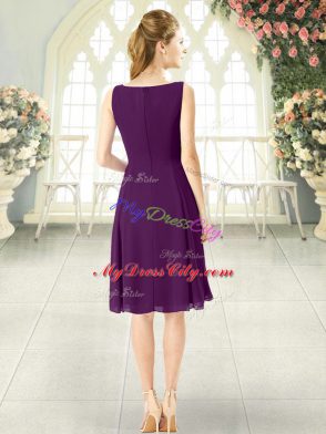 Purple Scoop Zipper Ruching Prom Dresses Sleeveless