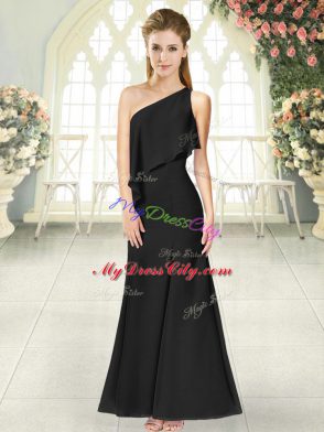 On Sale Black Prom Dresses Prom and Party and Military Ball with Ruching One Shoulder Sleeveless Side Zipper