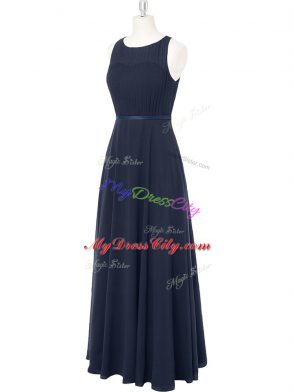 Designer Black Scoop Zipper Ruching Prom Gown Sleeveless