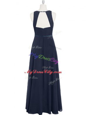 Designer Black Scoop Zipper Ruching Prom Gown Sleeveless