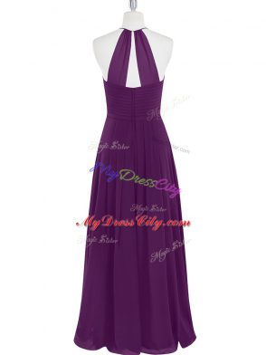 Inexpensive Chiffon Sleeveless Floor Length Prom Party Dress and Ruching