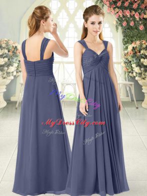 Low Price Blue Straps Zipper Ruching Dress for Prom Sleeveless