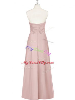 Hot Selling Pink Empire Sweetheart Sleeveless Chiffon Floor Length Zipper Ruching