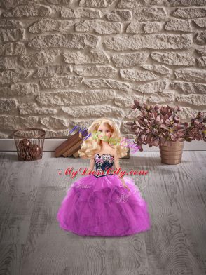 Purple Tulle Lace Up Sweet 16 Dresses Sleeveless Floor Length Beading and Embroidery
