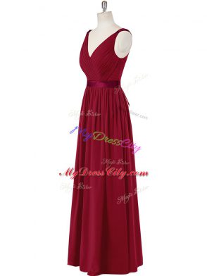 Pretty Floor Length Empire Sleeveless Wine Red Homecoming Dress Zipper