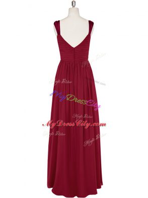 Pretty Floor Length Empire Sleeveless Wine Red Homecoming Dress Zipper