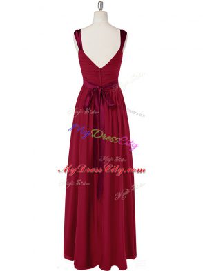 Pretty Floor Length Empire Sleeveless Wine Red Homecoming Dress Zipper