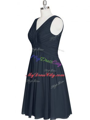 High Quality Chiffon Sleeveless Knee Length Prom Dress and Ruching