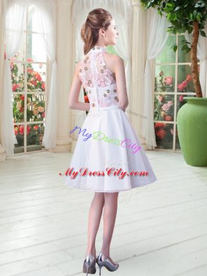 Sleeveless Zipper Knee Length Appliques Prom Party Dress