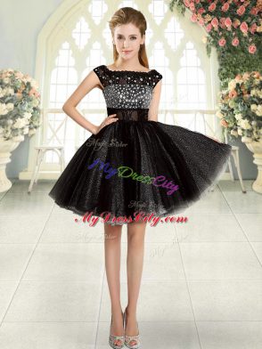 Designer Black Prom and Party with Beading Square Sleeveless Zipper