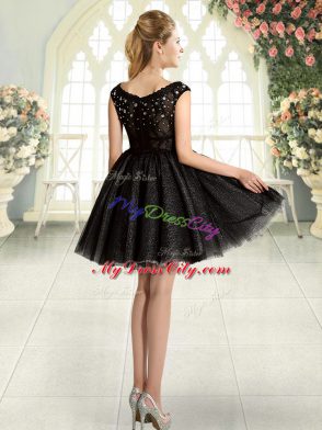 Designer Black Prom and Party with Beading Square Sleeveless Zipper