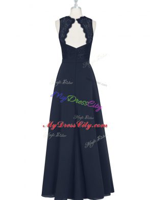 Sumptuous V-neck Sleeveless Zipper Dress for Prom Black Chiffon