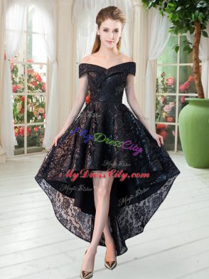 Nice Black Dress for Prom Prom and Party with Lace Off The Shoulder Sleeveless Zipper