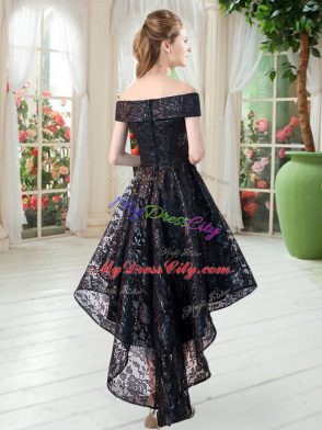 Nice Black Dress for Prom Prom and Party with Lace Off The Shoulder Sleeveless Zipper