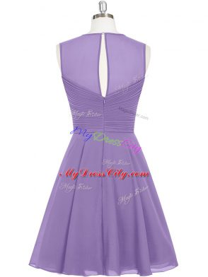 Great Knee Length Empire Sleeveless Lavender Evening Dress Zipper